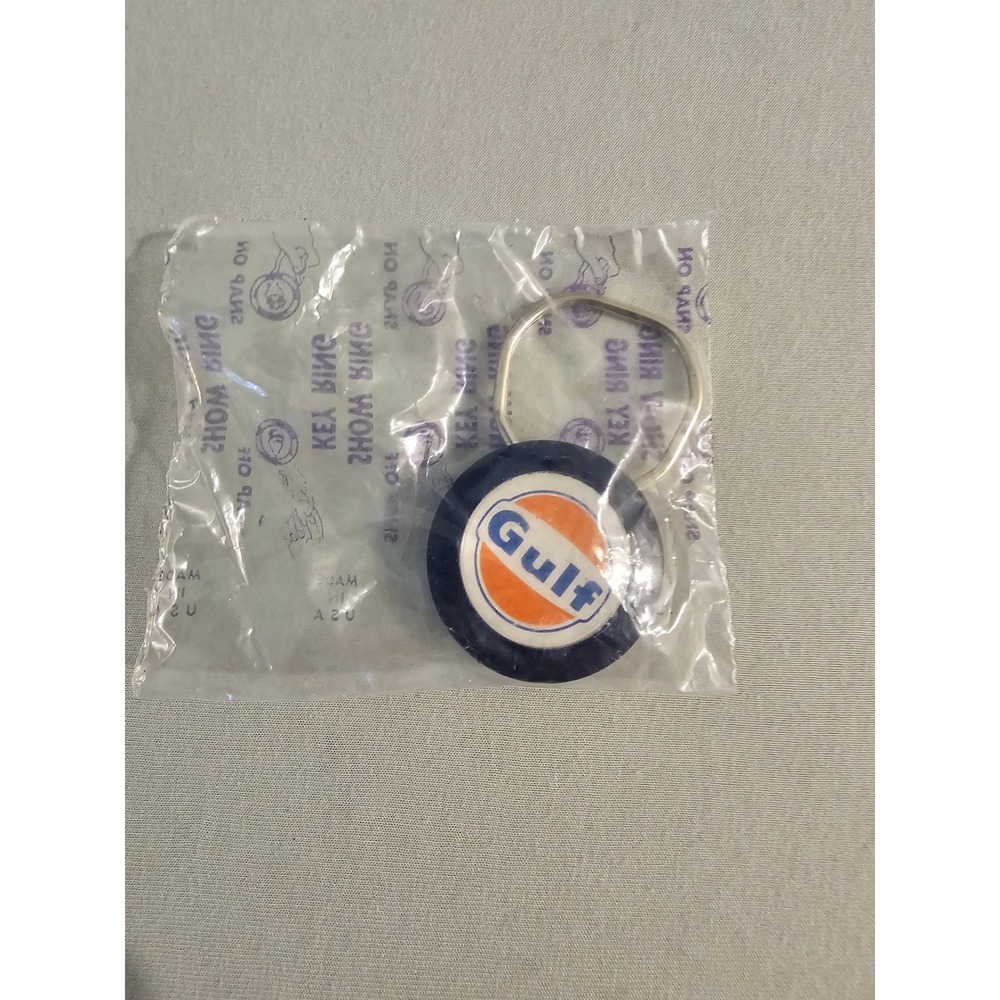 Gulf OS Blue plastic Key Ring Vintage Moore's Gulf Advertising